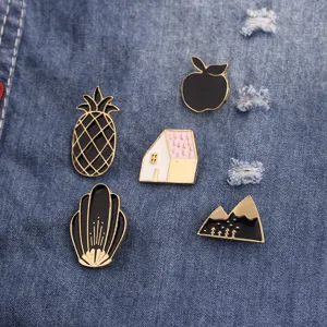 Cute Cartoon Alloy Enamel Brooch Pin Set House Pineapple Mountain Badges Fashion Denim Clothing Lapel Pins Backpack Accessories For Men Women Jewelry Gift
