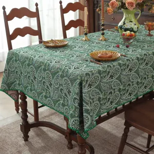 Nappe rectangulaire jacquard cachemire en coton polyester vintage américaine pour table