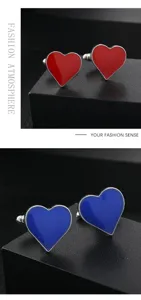 Enamel heart cufflinks for men wedding shirt studs Valentine gift fashion suit accessories