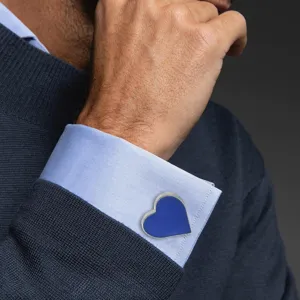 Men blue heart cufflinks for French dress shirts elegant wedding suit cuff links accessories