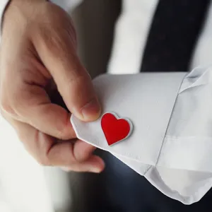 Red heart enamel French cufflinks for men shirt wedding business party gift accessory new
