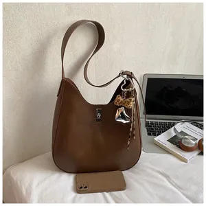 Women Brown Hobo Shoulder Bag PU Leather Commuting Crossbody Bag Fashion Winter New