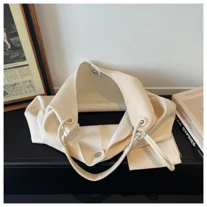 Minimalist slouchy soft leather tote bag, large capacity casual shoulder hobo bag for women.