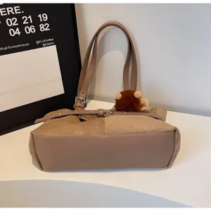Winter retro frosted suede shoulder underarm bag, versatile PU leather tote handbag.
