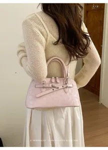 Sac à main rétro rose pour femme élégant sac porté épaule minimaliste sac bandoulière détail