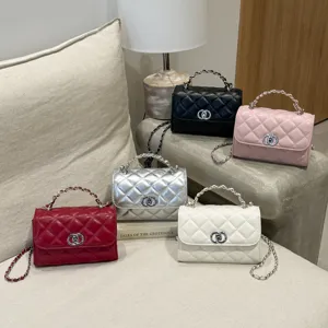 Women Quilted Chain Crossbody Bag Luxury PU Leather Small Square Shoulder Bag Fashion Designer Style Handbag