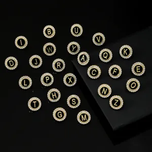 Vintage crystal alphabet letter brooch pins set gold tone black enamel fashion jewelry