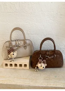 Retro femme sac a main coquillage mode simple sac d'epaule travail avec pendentif ours nouveau