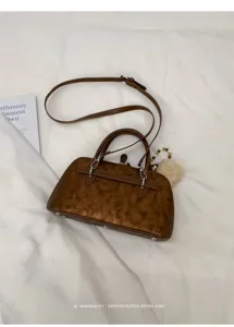Sac à main marron rétro, élégant sac bandoulière en cuir vieilli avec poignée et bandoulière.