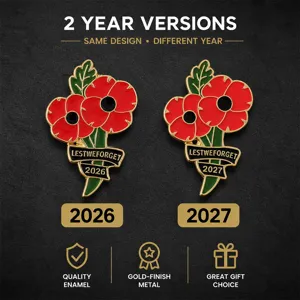 Broche Insignia De Amapola Esmalte Metalico Regalo Conmemorativo Veteranos 2026