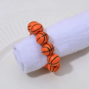 Rond de serviette en perles de bois de basket-ball pour décoration de table et de fête.
