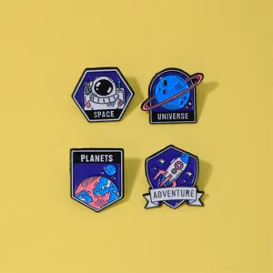 Weltall Rakete Anstecknadel Set, süße Astronauten Planeten Metall Brosche für Kleidung Tasche.