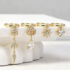 Vergulde zirkonia hangende oorbellen set mode geometrische sieraden set voor groothandel