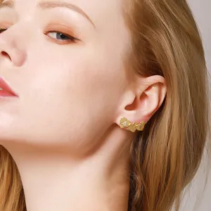 Mode Koper Verguld Hart Alfabet Oorknopjes Pak Voor Vrouwen Strass Beginletters Oorbellen Met 925 Sterling Zilver Stift Sieraden Cadeau