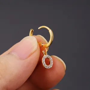 Fashion gold plated letter O hoop earrings with sparkling cubic zirconia, trendy jewelry gift.
