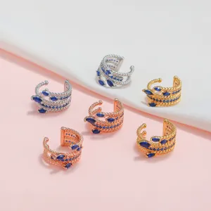 Geometrische Messing Ohrknochen Clip Keine Piercing Zirkonia Ohrringe Für Frauen Mode Verdrehte Linie Manschette Ohrringe