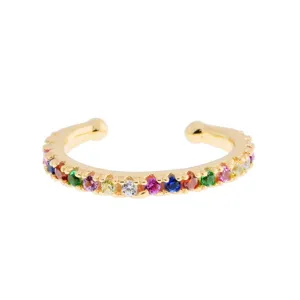 Boucles d'oreilles Ear Cuffs en Laiton et Zirconia pour Femmes Style Ins Géométrique Non Percées en Zirconia Rond Bijoux