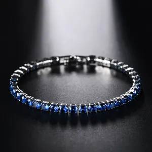 4.0mm Blue Zircon Tennis Bracelet Sparkling Cubic Zirconia Minimalist Elegant Jewelry