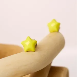 Minimalist Copper Enamel Star Stud Earrings For Women Cute Five Pointed Star Colorful Ear Studs Trendy Delicate Daily Jewelry Gift