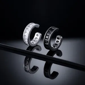 Moda Pendientes de Puño de Cobre Con Strass Forma de C Sin Perforación Pendientes de Clip Joyería Hip Hop Geométrica Para Hombres Mujeres