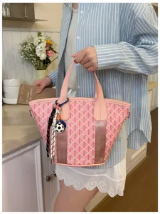 Fashion Korean style women bucket bag chevron tote handbag casual shoulder crossbody bag