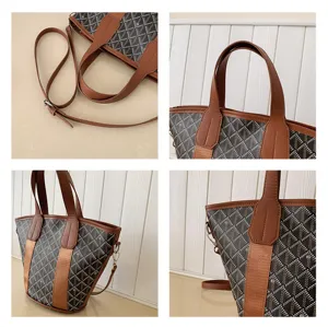 Women chevron pattern bucket bag tote shoulder crossbody handbag commute casual daily style