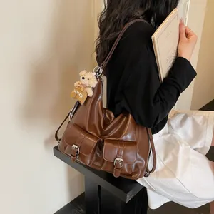 Vintage large capacity women shoulder bag stylish multi-use backpack for daily commute and travel.
