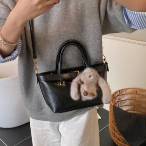 Borsa a secchiello vintage in pelle PU da donna, elegante borsa a tracolla e spalla.