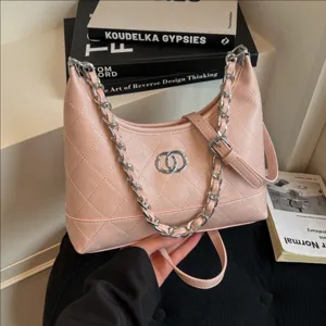 Γυναικείο Καπιτονέ Αλυσίδα Τσαντάκι Ώμου Moda PU Δέρμα Τσάντα Χιαστί Коμψό Κλασικό Κλείσιμο Περιστροφής