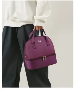 Double layer insulated lunch bag portable thermal cooler handbag for office school breast milk