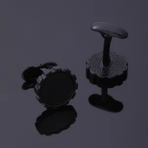 Gemelos de metal negro para hombre diseño de engranaje camisa francesa accesorios elegantes