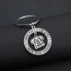 Porte-clés en métal vintage argenté avec pendentif téléphone et citation pour maman.