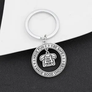 Porte-clés en Métal en Alliage de Zinc Cadeau de Fête des Mères Pendentif Téléphone Gravé Anneau de Clés Accessoires de Charme de Sac de Mode