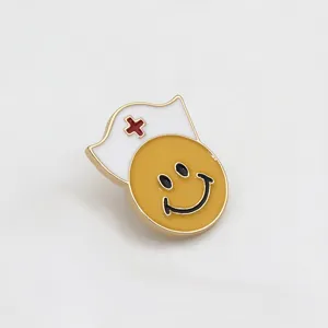 Nurse smiley face enamel pin, cute medical theme brooch badge for backpack jacket