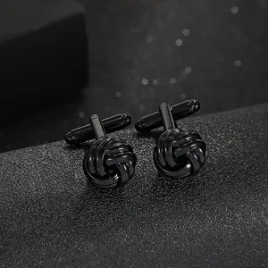 Boutons de manchette classiques en métal noir pour hommes, accessoires élégants pour chemise.