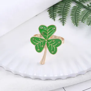 St. Patrick's Day green clover napkin ring metal table decor elegant dinner party holder
