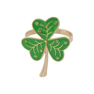 Green clover metal napkin ring for St Patrick day table decor table setting decoration item
