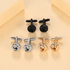Ensemble de boutons de manchette noeud en metal noir argente dore pour chemise