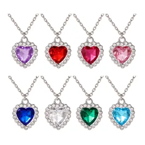 Clásica Aleación Diamante de Imitación Corazón Colgante Collar Estilo Corazón de Océano Elegante Joyería de Cristal Para Mujeres Citas Fiesta Decoración Diaria