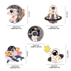 Ensemble de broches emaillees d'astronaute de l'espace, badge en metal pour vetements sac.