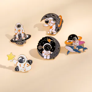 Ensemble de broches en email d'astronaute de l'espace creatif badge en metal pour vetements