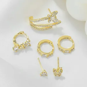 Exquisites vergoldetes Kristall Schmetterling Ohrring Set, Luxus Zirkonia Ohrklemme.