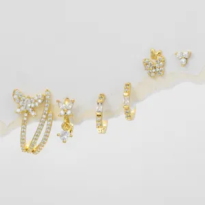 Vergoldete Strass Schmetterling Ohrringe Set, exquisite und elegante Mode Schmuck für Damen.