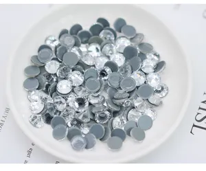 Clear glass hotfix rhinestones flatback crystals for clothing apparel DIY craft details display.