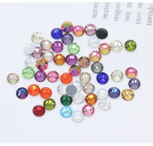 Colorful glass crystal flatback rhinestones, multi-color sparkle gems for DIY craft projects.