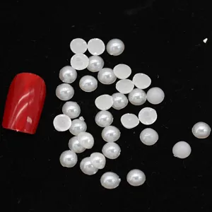 Flatback half round imitation pearl beads detail view for DIY crafts and nail decoration.