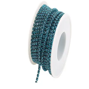 Blue rhinestone close chain rhinestone cup chain trim for DIY phone case decoration detail