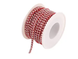 Red rhinestone close chain roll for DIY phone cases and craft apparel decoration accessories