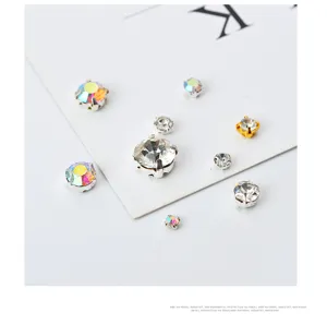 Sew on glass rhinestones with single claw settings for DIY crafts, wedding dresses and apparel.