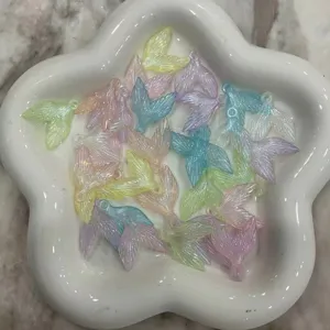 Colorful acrylic mermaid tail charms, iridescent DIY jewelry making beading accessories.